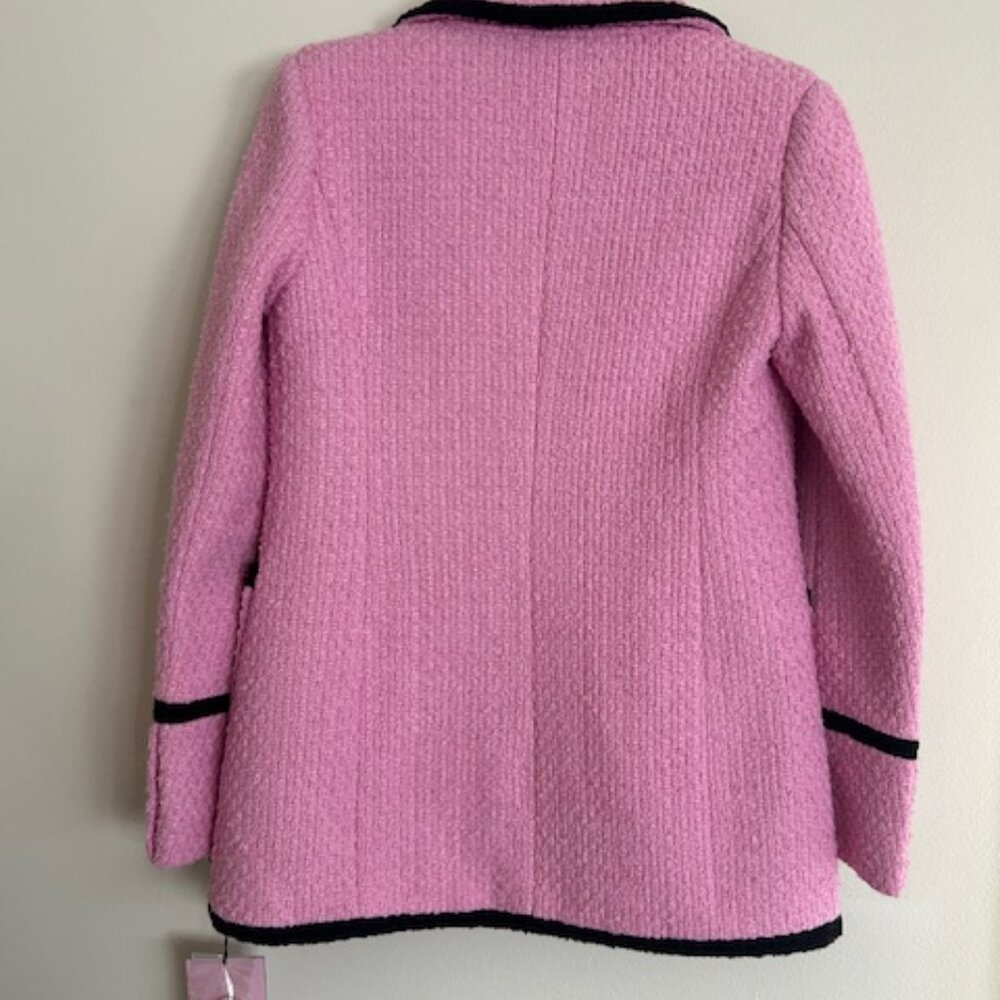 Anthropologie Avec Les Filles Contrast Pink Tweed Jewel Lined Blazer NWT - Picture 16 of 16